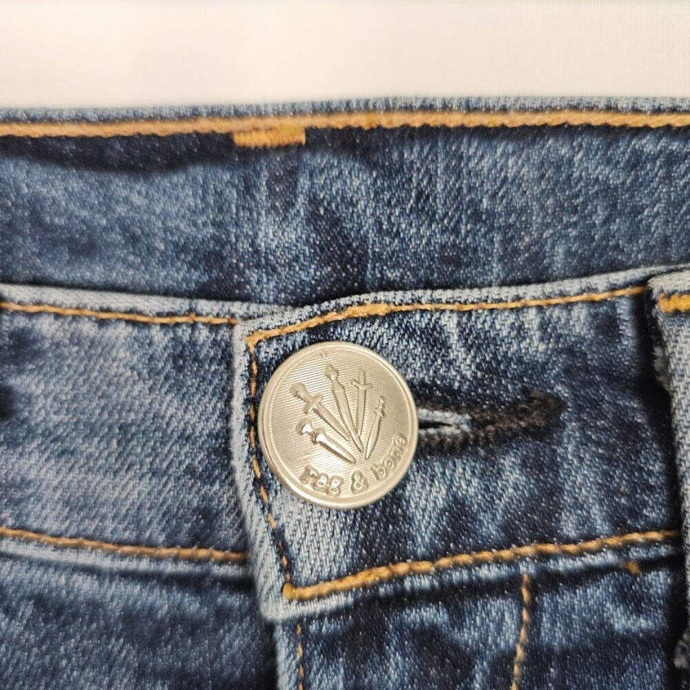 RAG & BONE Ankle Jeans BILBURY Med BLUE SILVER DIP size 25 Cigarette Leg Denim - Picture 3 of 8